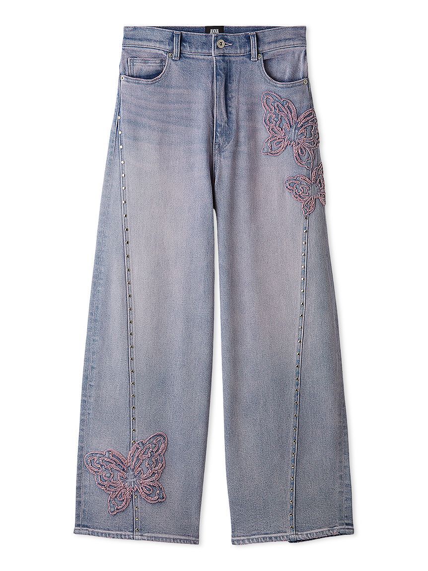 LILY BROWN「【LILY BROWN&times;ANNA SUI】バタフライワイドデニムパンツ」|デニム|