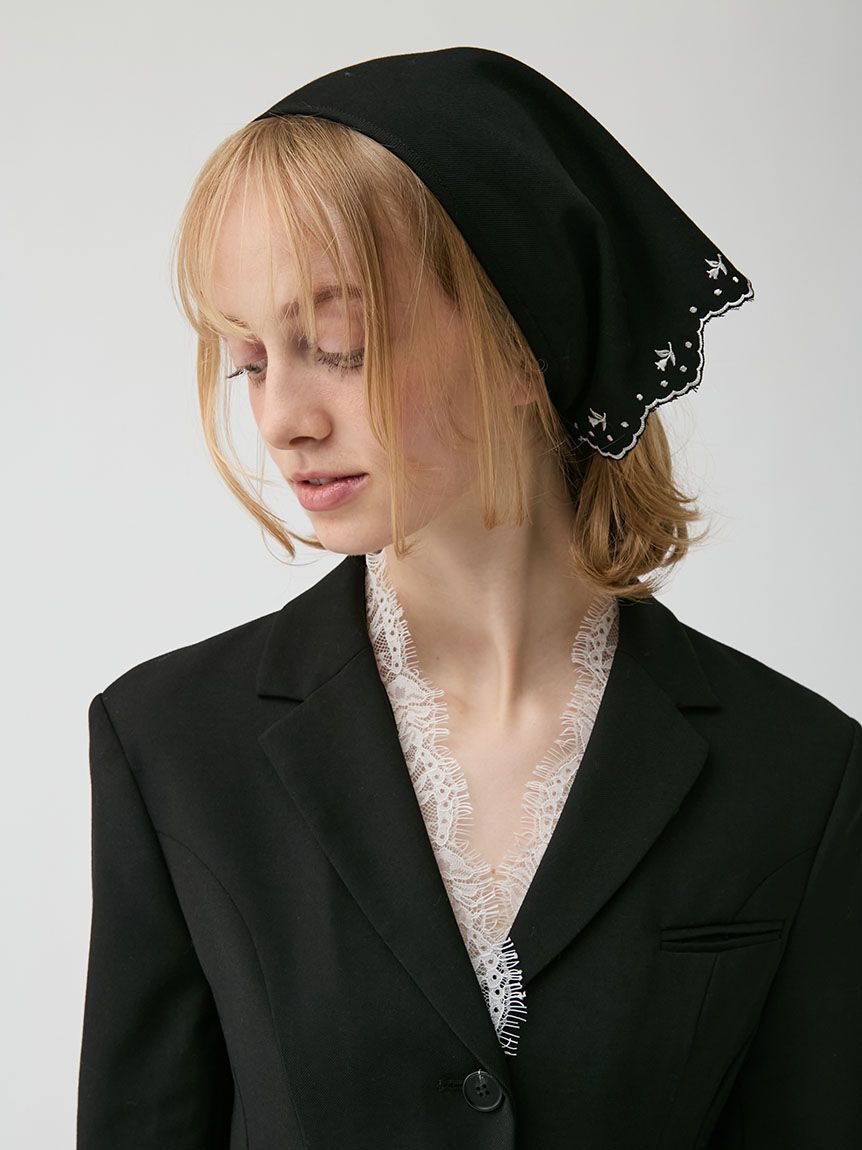 LILY BROWN「クラシカルリボン刺繍スカーフ」|バンダナ・スカーフ|