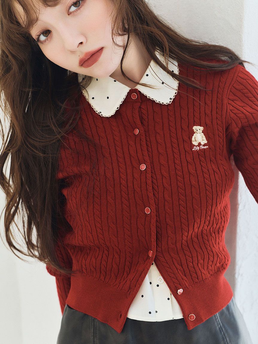 LILY BROWN「【Lily Bear】ケーブルニットカーディガン」|カーディガン|