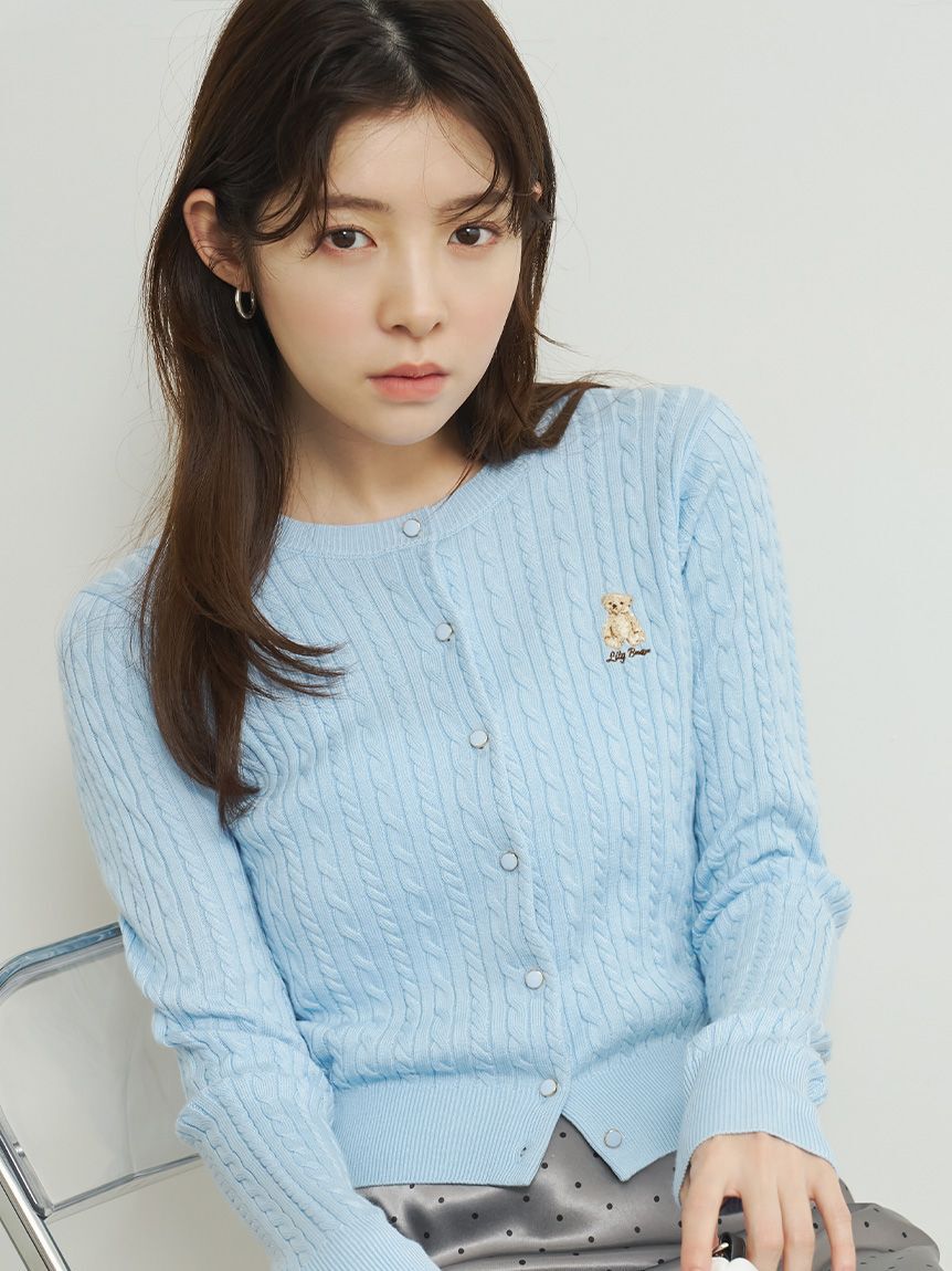 LILY BROWN「【Lily Bear】ケーブルニットカーディガン」|カーディガン|LBLU