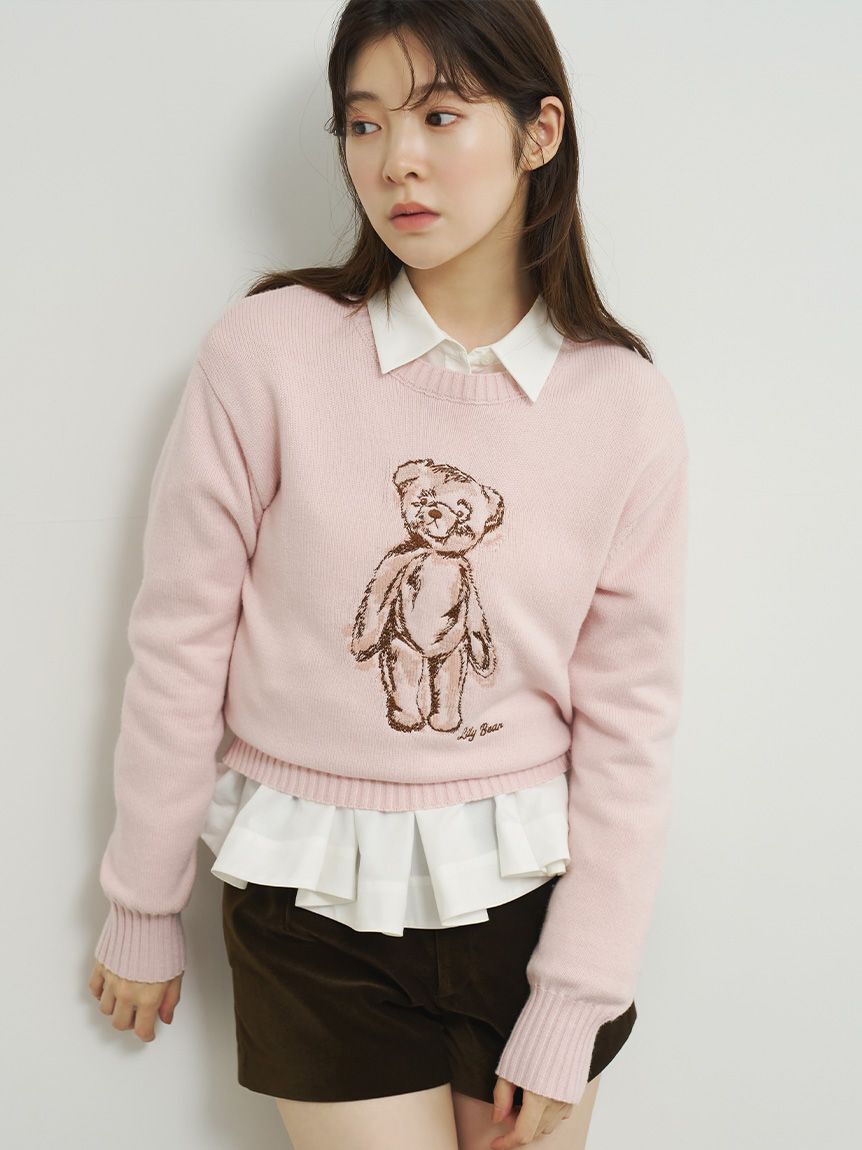 LILY BROWN「【Lily Bear】エンブロイダリーニット」|ニット・セーター|