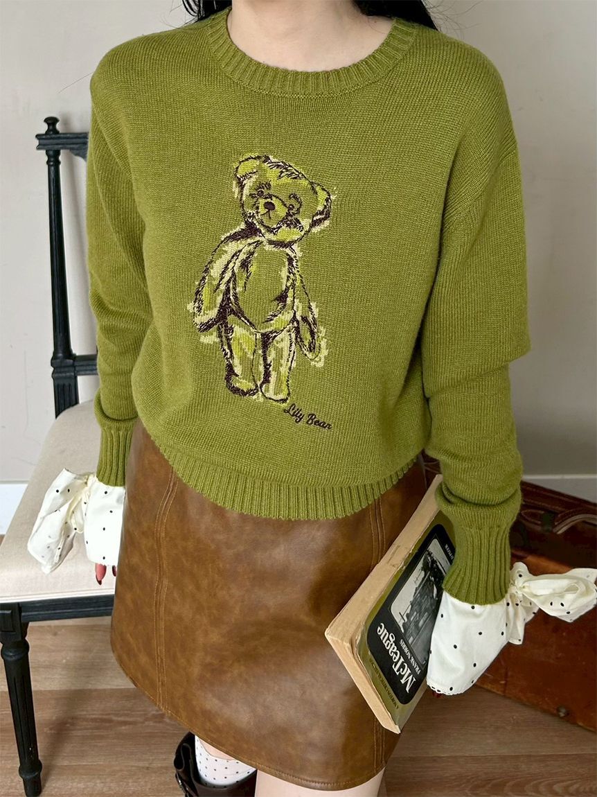 LILY BROWN「【Lily Bear】エンブロイダリーニット」|ニット・セーター|GRN