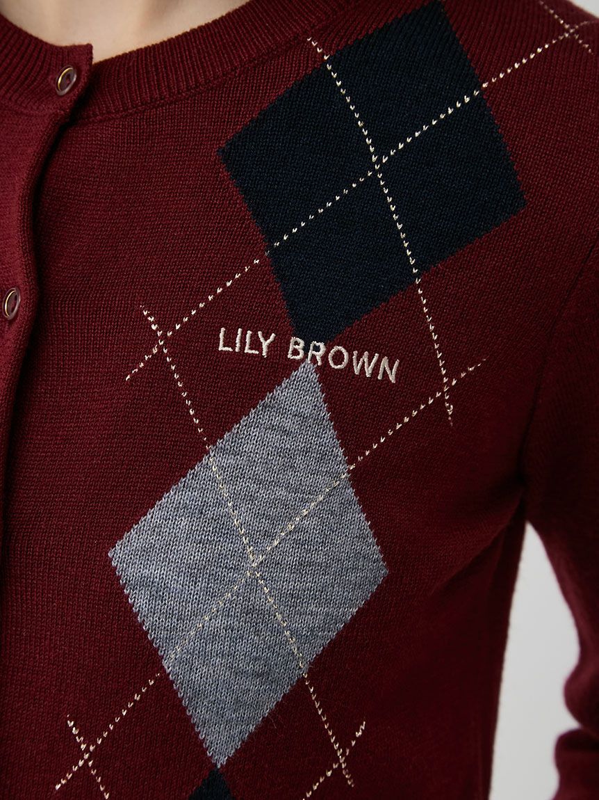 LILY BROWN「アーガイルニットカーディガン」|カーディガン|