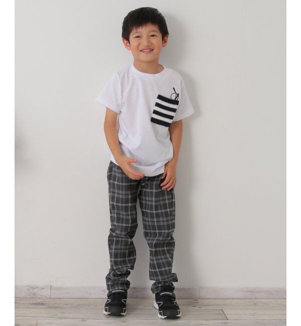 ikka kids「【キッズ】ニットボーダーポケTシャツ（100~160cm）」|Tシャツ・カットソー|
