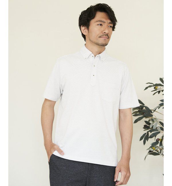 IKKA LOUNGE「【吸水速乾／イージーケア】ボタンダウンポロシャツ」|Tシャツ・カットソー|ホワイト