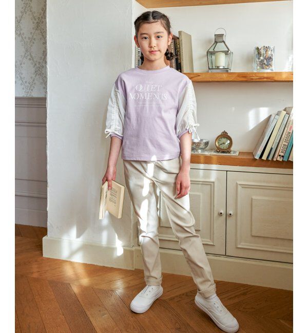 ikka kids「袖布帛シャーリング7分Tシャツ（120~160cm）」|Tシャツ・カットソー|