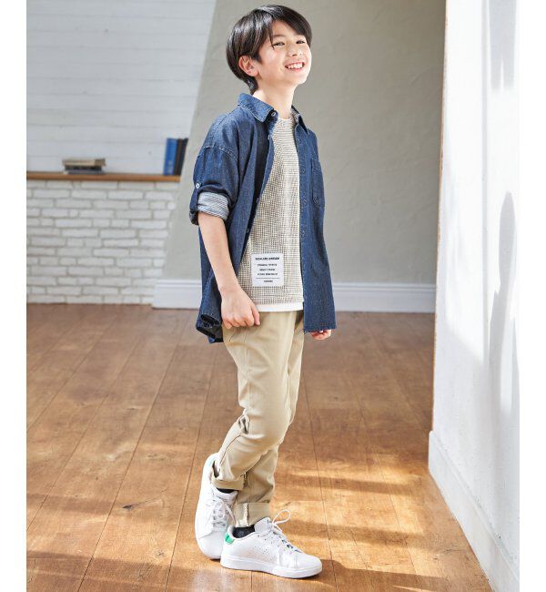 ikka kids「【親子コーデ】リネンライク7分袖2WAYシャツ（110~160cm）」|シャツ・ブラウス|