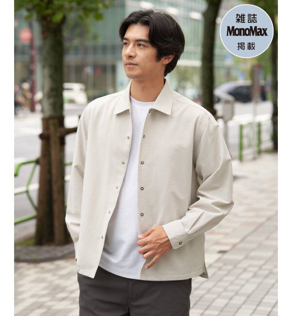 ikka「【雑誌MonoMax5月号掲載】イージケアサッカースナップシャウター「小泉孝太郎さん着用モデル」」|シャツ・ブラウス|ベージュ
