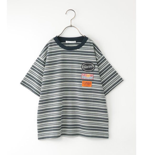 ikka kids「【親子コーデ】【冷感/遮熱】 3ワッペンボーダーTシャツ (120cm~160cm)」|Tシャツ・カットソー|ネイビーブルー