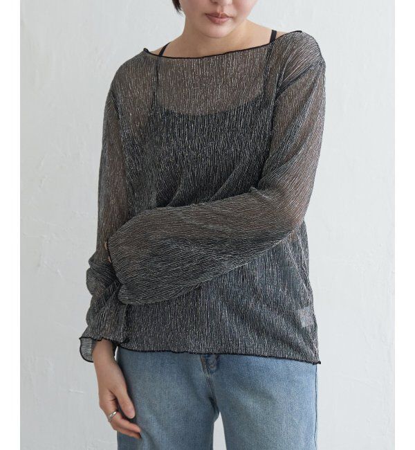 VENCE share style「ラメプリーツボートネックプルオーバー」|Tシャツ・カットソー|