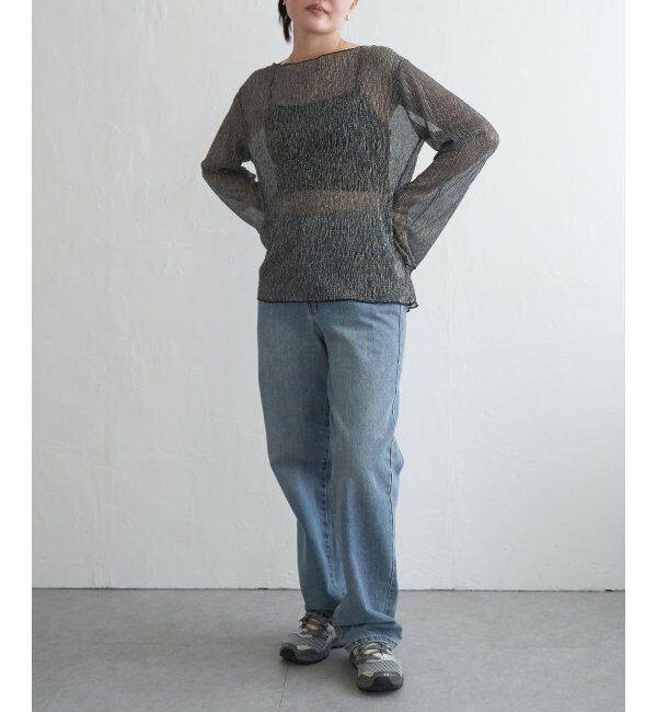VENCE share style「ラメプリーツボートネックプルオーバー」|Tシャツ・カットソー|