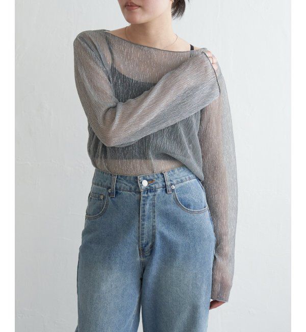 VENCE share style「ラメプリーツボートネックプルオーバー」|Tシャツ・カットソー|