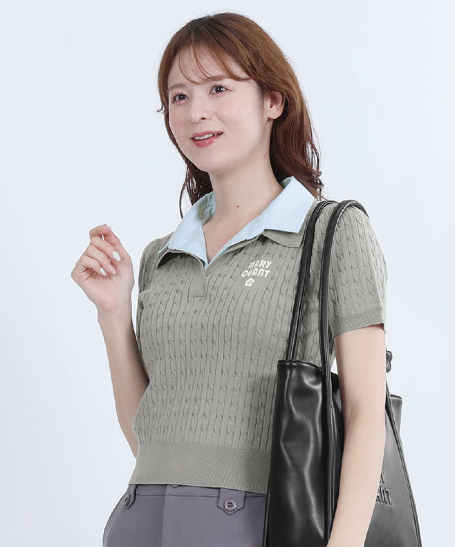 MARY QUANT「レイヤードポロ プルオーバー」|ポロシャツ|グレー