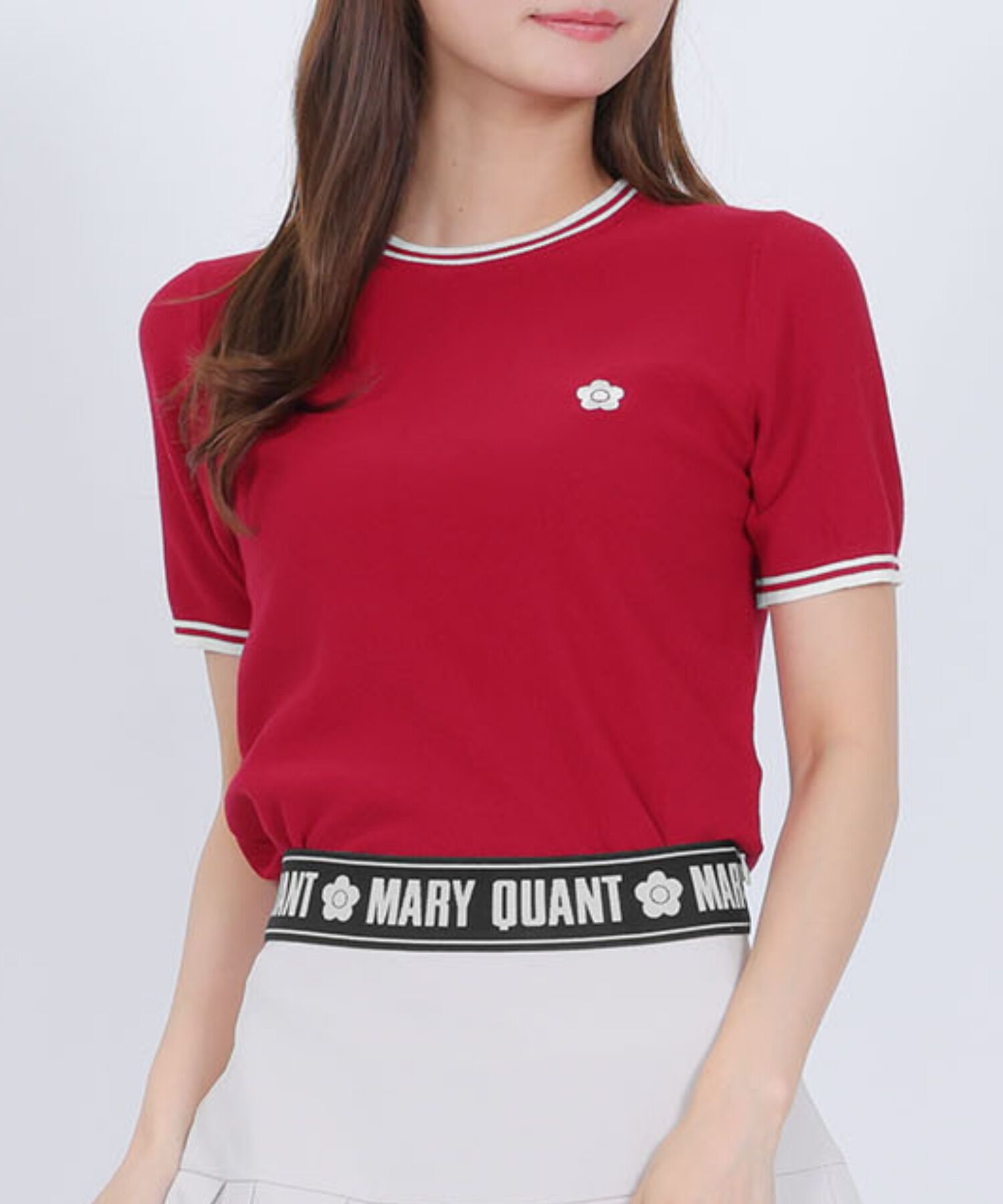 MARY QUANT「ラインニット プルオーバー」|ニット・セーター|レッド