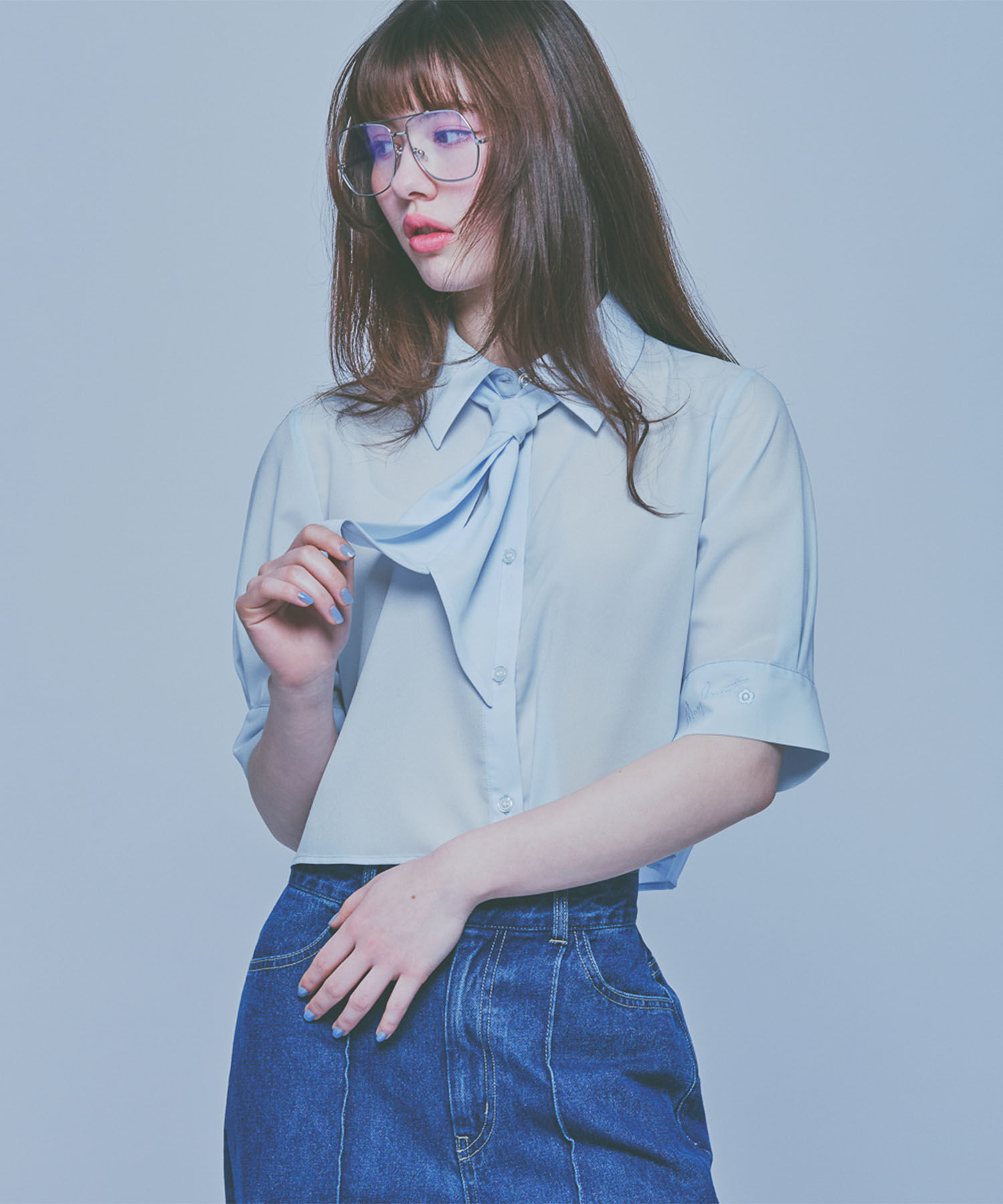 MARY QUANT「スカーフ付きクロップド ブラウス」|シャツ・ブラウス|