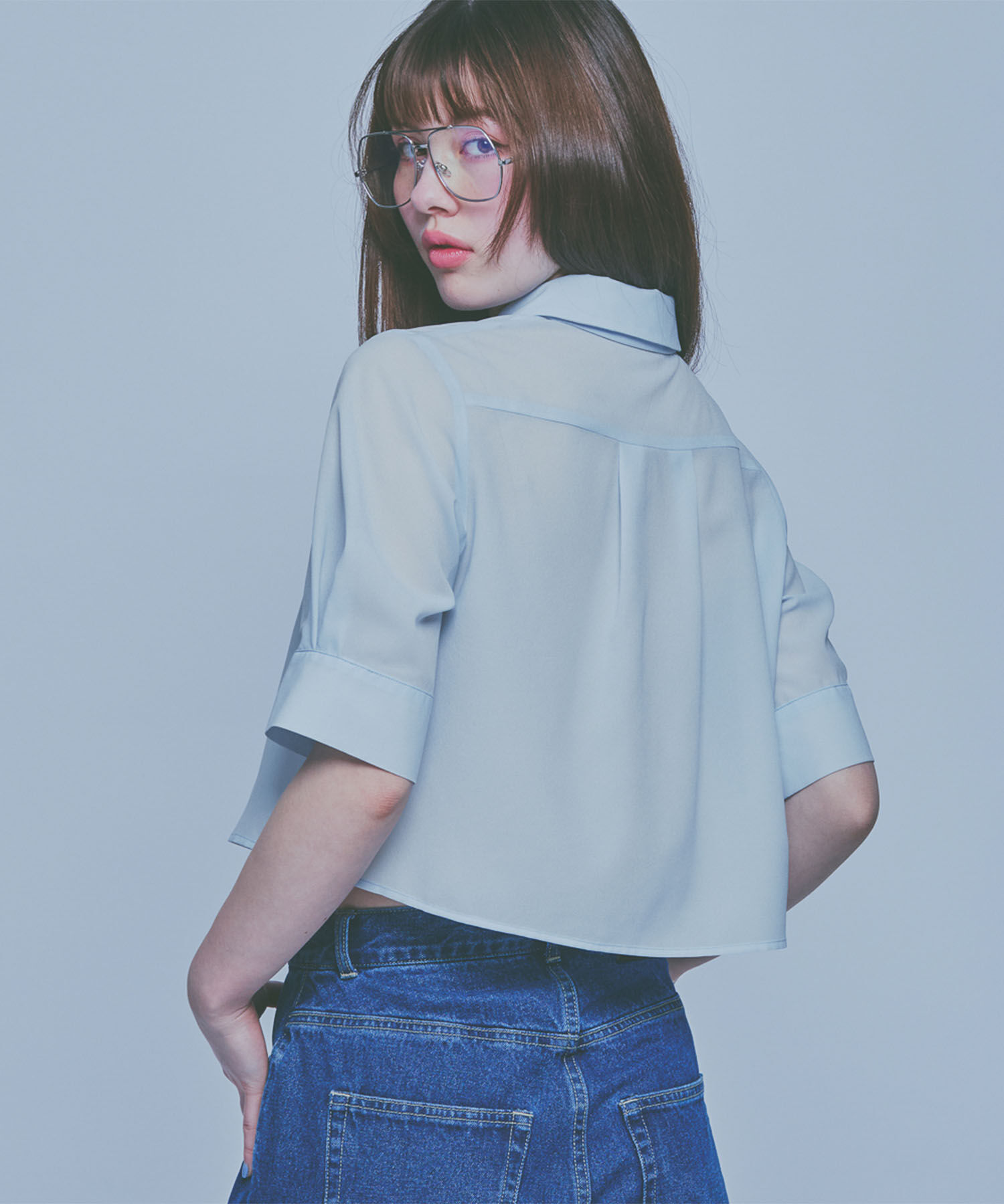 MARY QUANT「スカーフ付きクロップド ブラウス」|シャツ・ブラウス|