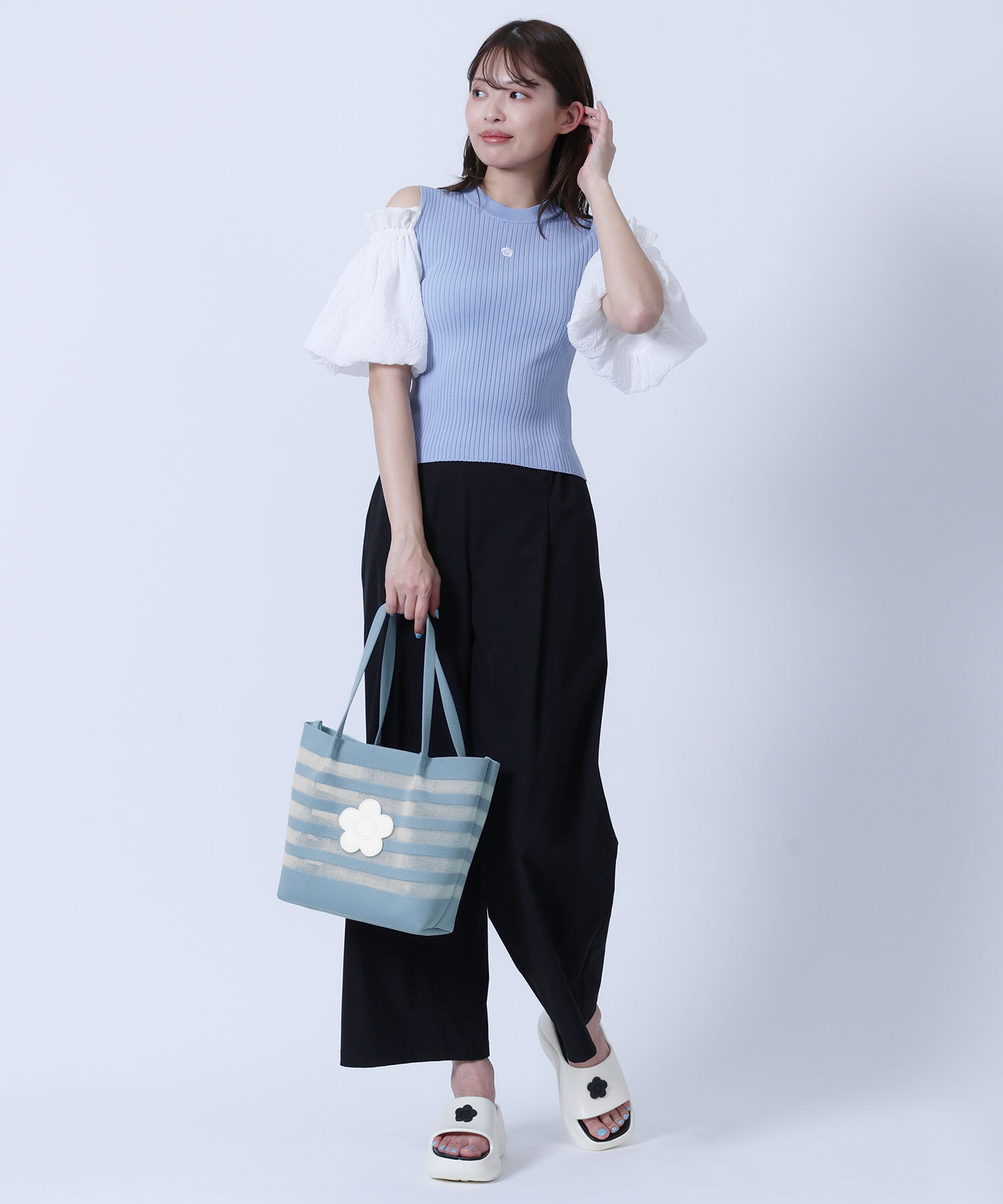 MARY QUANT「メッシュボーダーニット トート」|トートバッグ|