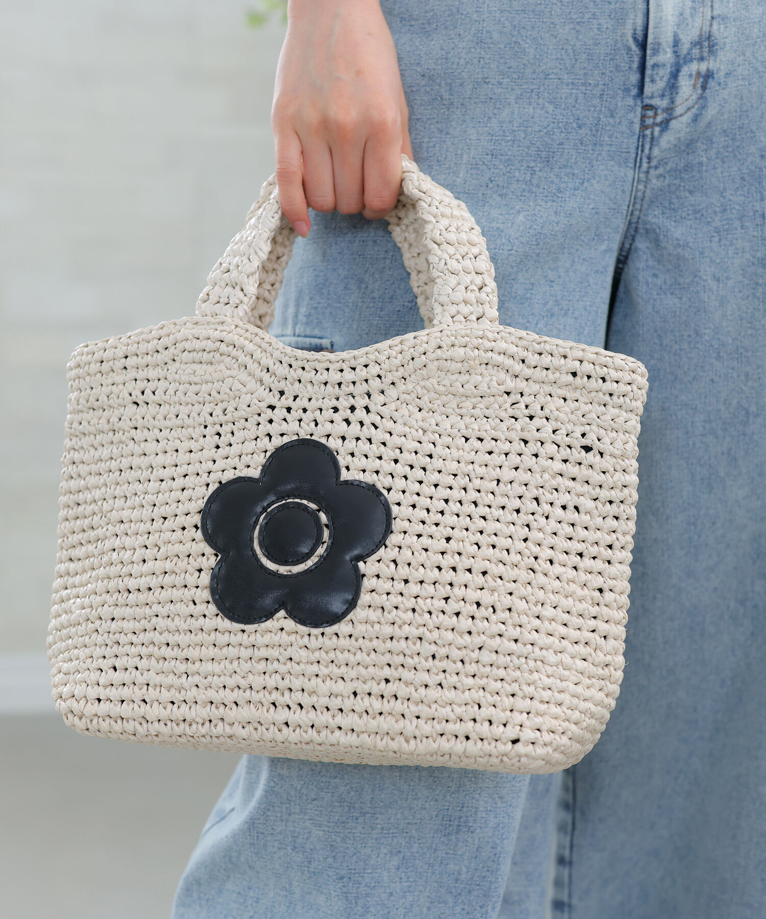 MARY QUANT「クロッシェラフィアライク ミニトート」|トートバッグ|アイボリー