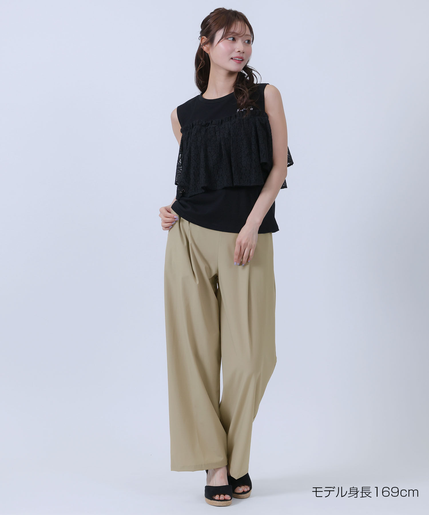 MARY QUANT「ストレッチワイド パンツ」|スラックス|