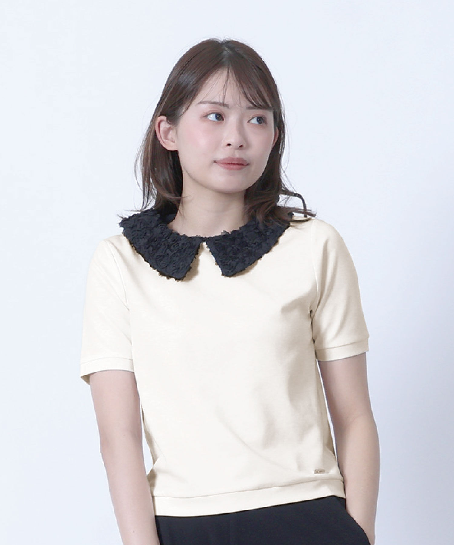 MARY QUANT「フラワーレース襟 プルオーバー」|Tシャツ・カットソー|ホワイト
