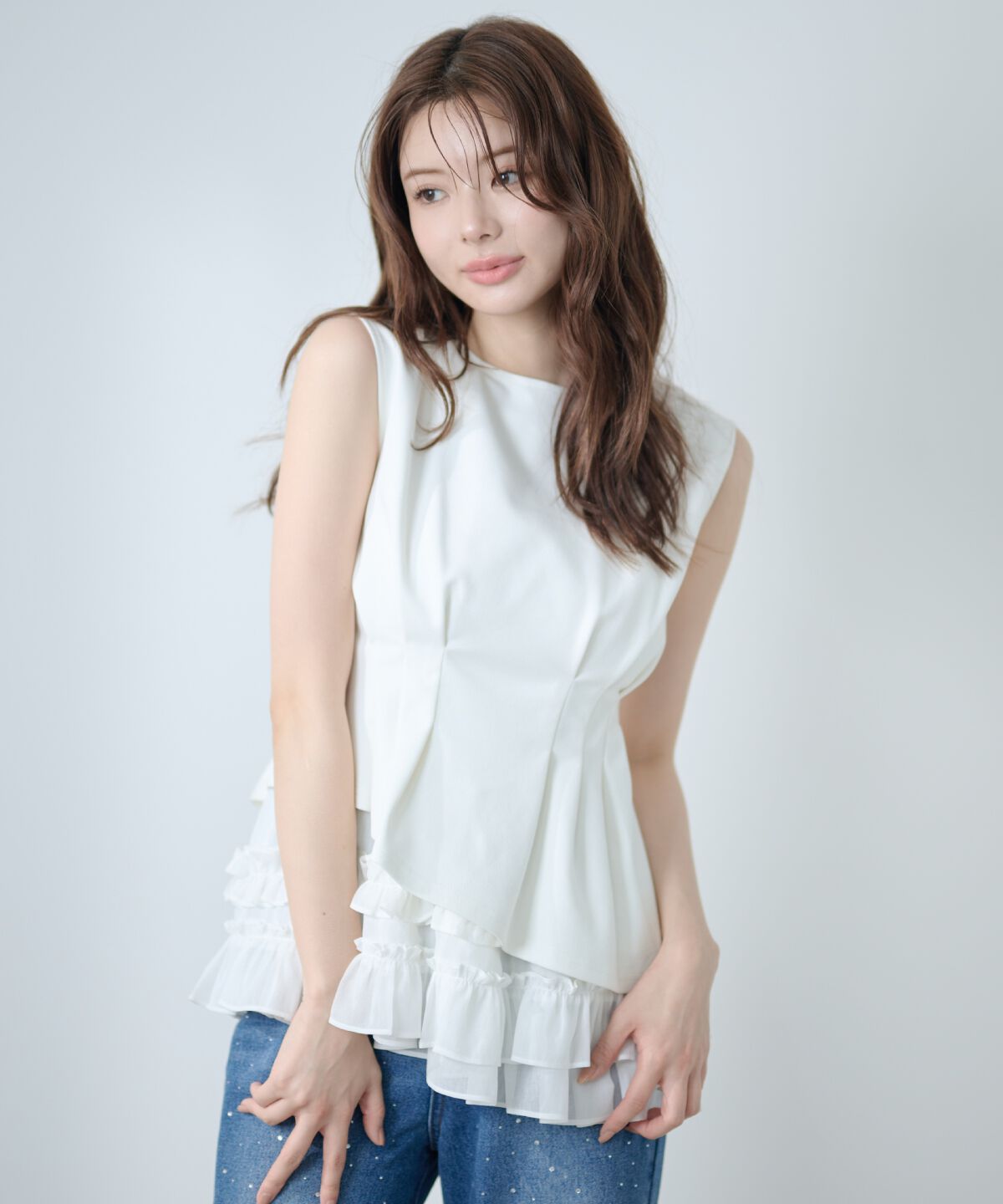 アンドクチュール「フリルペプラムドッキングカットソー」|Tシャツ・カットソー|オフ