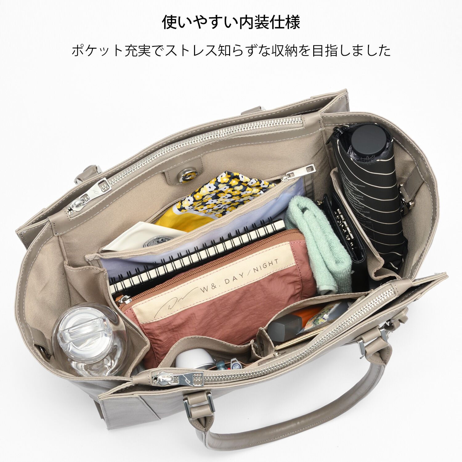 W&.Day/Night「本革 トートバッグ W&.Day/Night グルマンキー レザートート A4サイズ 13.3インチPC収納 19001」|トートバッグ|