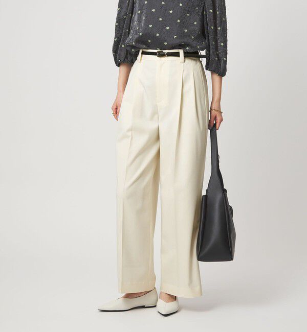 UNITED ARROWS green label relaxing「［size SHORT/TALLあり］ツイル イージー ワイド パンツ オフホワイト」|スラックス|OFF WHITE