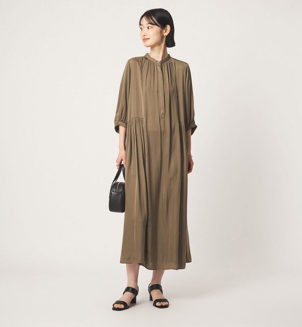 UNITED ARROWS green label relaxing「サテン ギャザー ショートスリーブ ワンピース 2」|ワンピース|