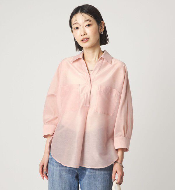 UNITED ARROWS green label relaxing「カールマイヤー スキッパー ポケット シャツ マシンウォッシャブル 通気性」|シャツ・ブラウス|LT.PINK