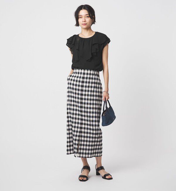 UNITED ARROWS green label relaxing「アシンメトリー フリル フレンチスリーブ ブラウス」|シャツ・ブラウス|