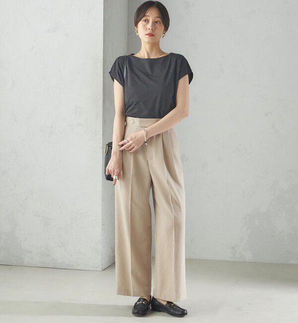 SHIPS for women「〈手洗い可能〉Asami 麻調合繊 2タック ワイドパンツ」|その他|