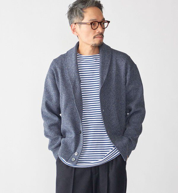 SHIPS「SHIPS:〈手洗い可能〉ミックス ポリ ショールカラー ニット カーディガン」|カーディガン|