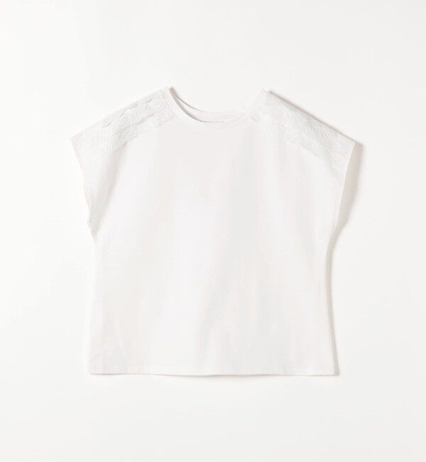 SHIPS any「SHIPS any:〈洗濯機可能〉ジャージー フレンチスリーブ レース TEE」|Tシャツ・カットソー|