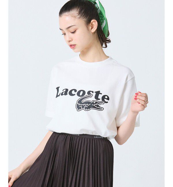 LACOSTE「【オンライン限定】鹿の子地リラックスフィットTシャツ」|Tシャツ・カットソー|オフホワイト
