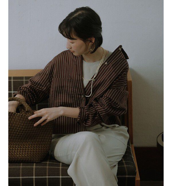 SALON adam et rope'「ACAR クロップドストライプシャツ」|シャツ・ブラウス|