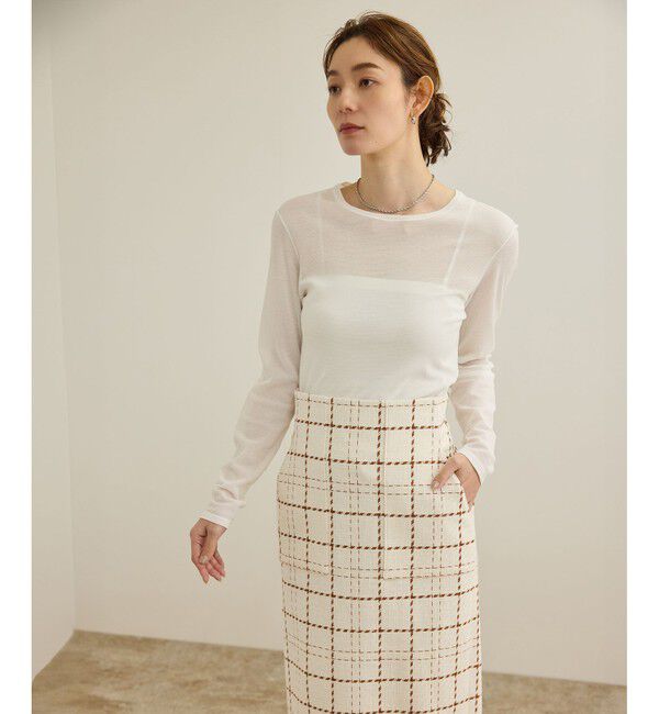 ROPE「【洗える】ドライタッチシアーロングスリーブカットソー」|Tシャツ・カットソー|