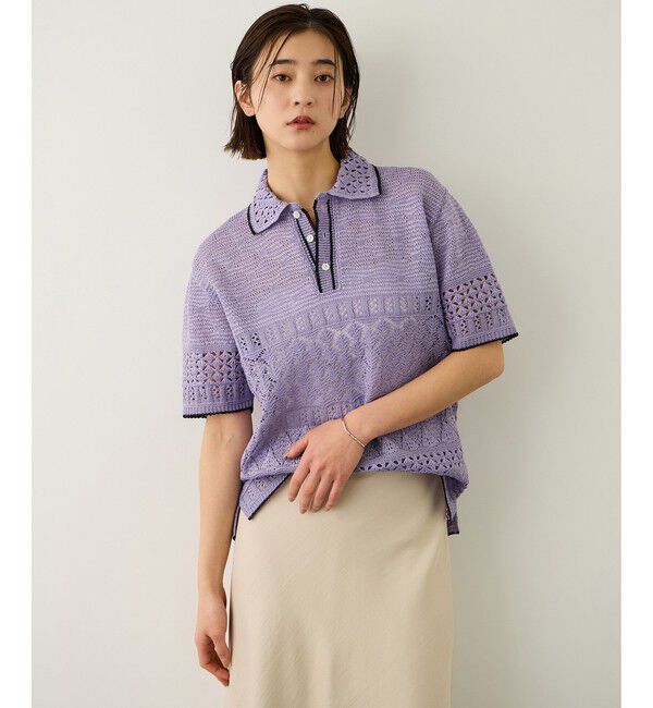 ROPE「【COOHEM(コーヘン)】SUKASHI EMBOSSED KNIT/セットアップ対応」|ニット・セーター|ラベンダー(52)