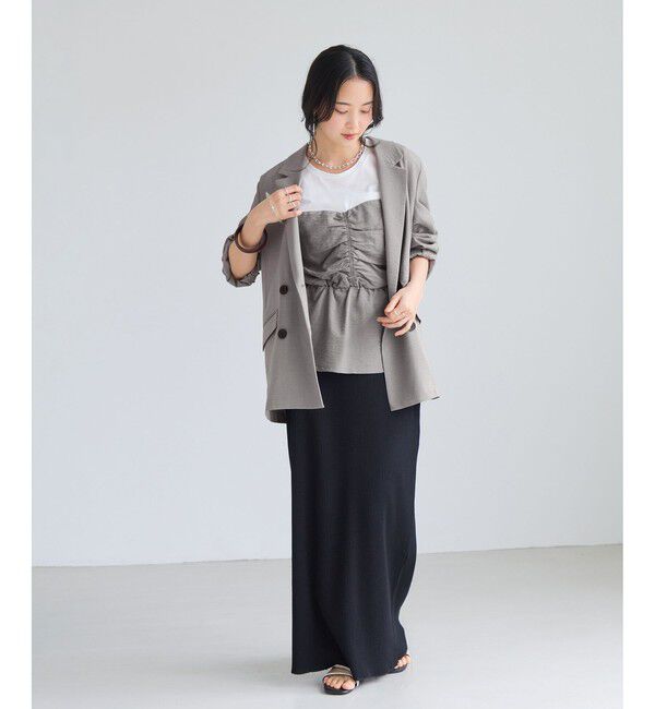 VIS「【WEB限定】美easyリネンライクシャーリングビスチェドッキングトップス/イージーケア・接触冷感」|Tシャツ・カットソー|