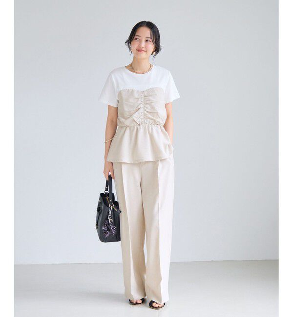 VIS「【WEB限定】美easyリネンライクシャーリングビスチェドッキングトップス/イージーケア・接触冷感」|Tシャツ・カットソー|