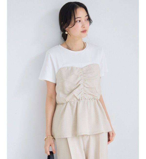 VIS「【WEB限定】美easyリネンライクシャーリングビスチェドッキングトップス/イージーケア・接触冷感」|Tシャツ・カットソー|