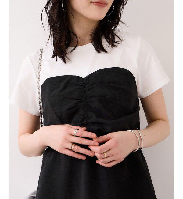 VIS「【WEB限定】美easyリネンライクシャーリングビスチェドッキングトップス/イージーケア・接触冷感」|Tシャツ・カットソー|