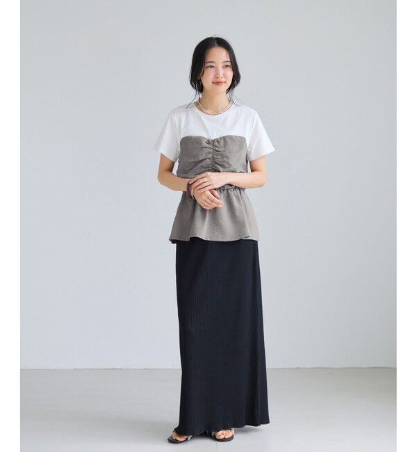 VIS「【WEB限定】美easyリネンライクシャーリングビスチェドッキングトップス/イージーケア・接触冷感」|Tシャツ・カットソー|