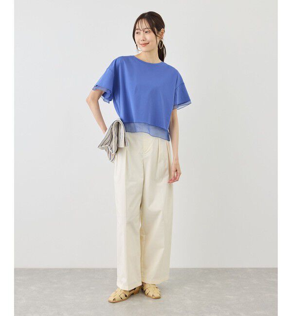 Rope&rsquo;Picnic「【ベストヒット】70シルケットシアードッキングトップス/着丈が選べる・UVカット・接触冷感」|Tシャツ・カットソー|