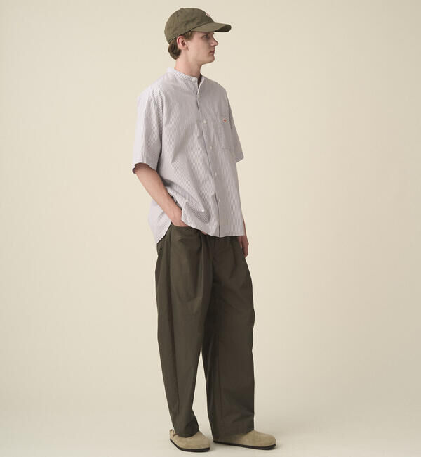 DANTON「DANTON | コットンリネン バンドカラー半袖シャツ STRIPE MEN」|シャツ・ブラウス|