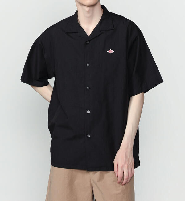 DANTON「DANTON | コットンリネンスラブ 半袖シャツ MEN」|シャツ・ブラウス|BLACK