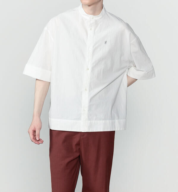 GYMPHLEX「Gymphlex | タイプライター スタンドカラー半袖シャツ MEN」|シャツ・ブラウス|WHITE