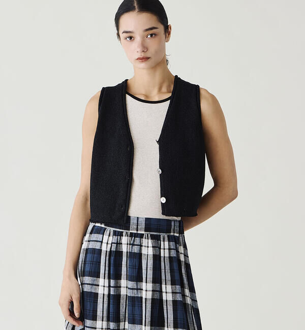  「WALANCE | 2way ペーパーニット ノースリーブトップ WOMEN」|ベスト・ジレ|BLACK
