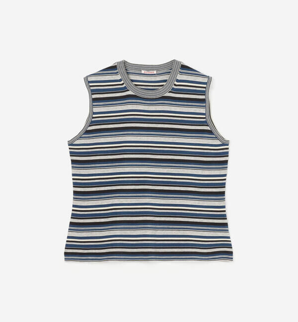  「RYE TENDER |〈別注〉ボーダー ノースリーブニット WOMEN」|ニット・セーター|GREY系1