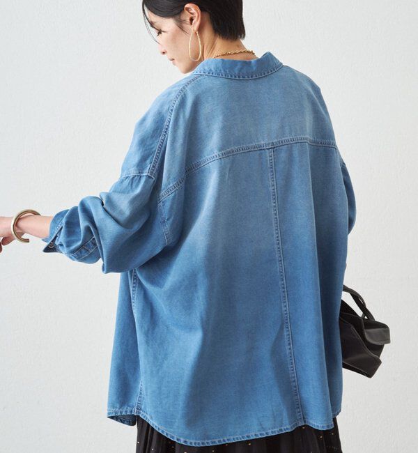  「《サイズ展開あり/秋まで着られる》フルイドデニムシャツ」|シャツ・ブラウス|