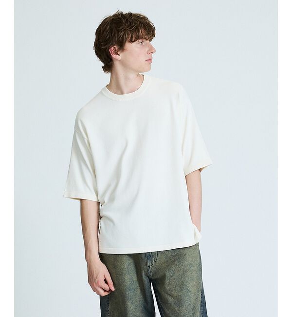 ABAHOUSE「【接触冷感】 サマーニットTシャツ / オーバーサイズ」|Tシャツ・カットソー|オフホワイト